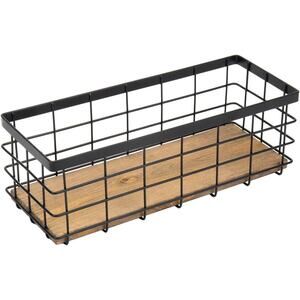 TIEYIPIN Farmhouse Small Metal Wire Storage Basket – Rustic Organizer, Black
